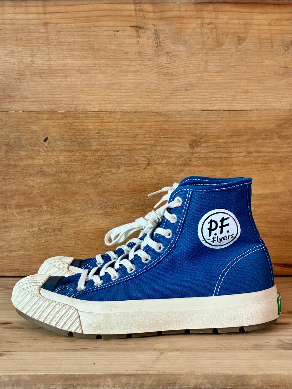 Retired P.F. Flyers Grounder High-Top Blue Cream Men 7.5 Good Condition
